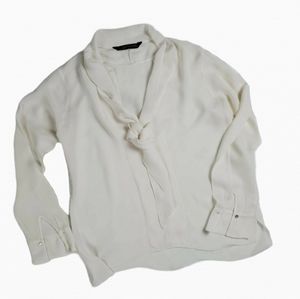 Zara Sheer Organza Blouse with Tie Front Sz. S